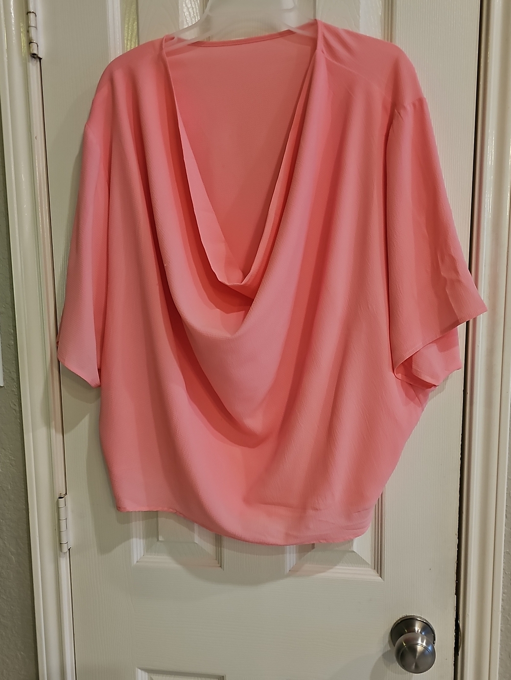Women's XL Draped Short Sleeved  Oversized Pink Women's Top